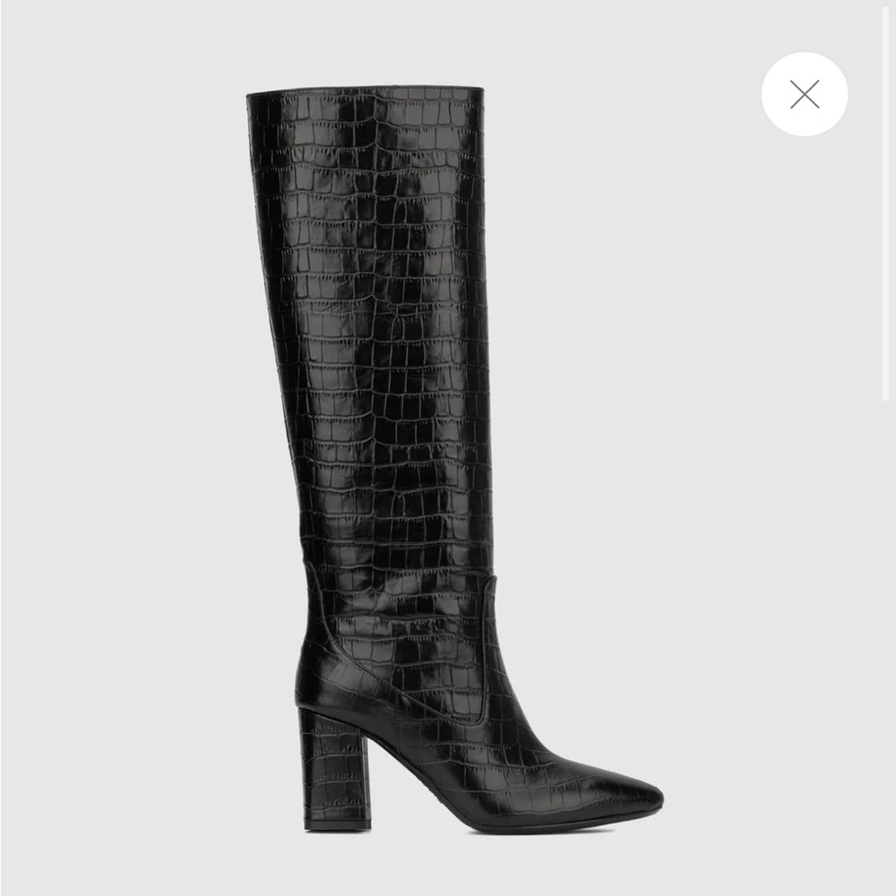 Patton over the knee leather boots croc embossed leather